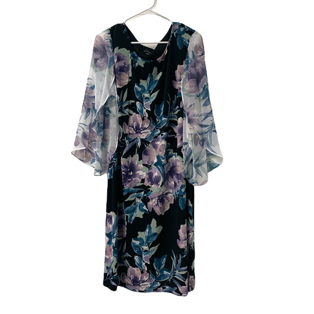Connected Apparel Black Purple Floral Dress
